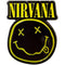 Nirvana logo with a smiley face and 'X' eyes on a black background
