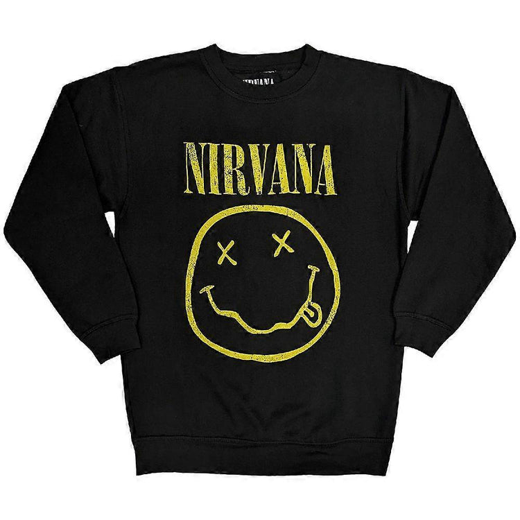 Nirvana Yellow Happy Face Unisex Sweatshirt Black
