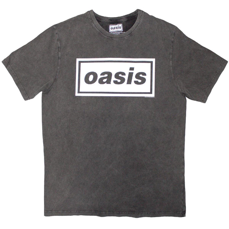 Oasis Decca Logo Unisex T-Shirt Stone Wash Charcoal Grey