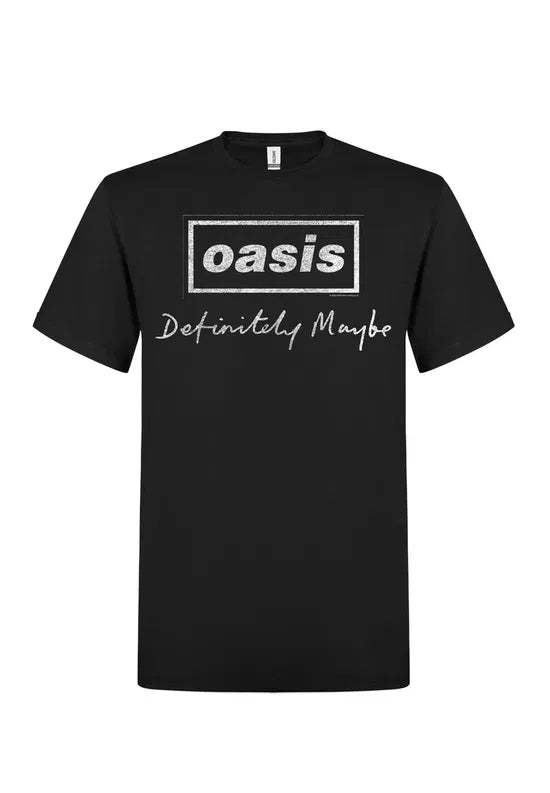 Oasis Definitely Maybe Text Logo Unisex T-Shirt Black