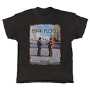 Black t-shirt with Pink Floyd 'Wish You Were Here' graphic design on a white background