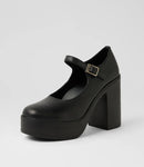 Roc Dixie Black Leather Mary Jane Platform Heels