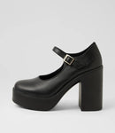 Roc Dixie Black Leather Mary Jane Platform Heels