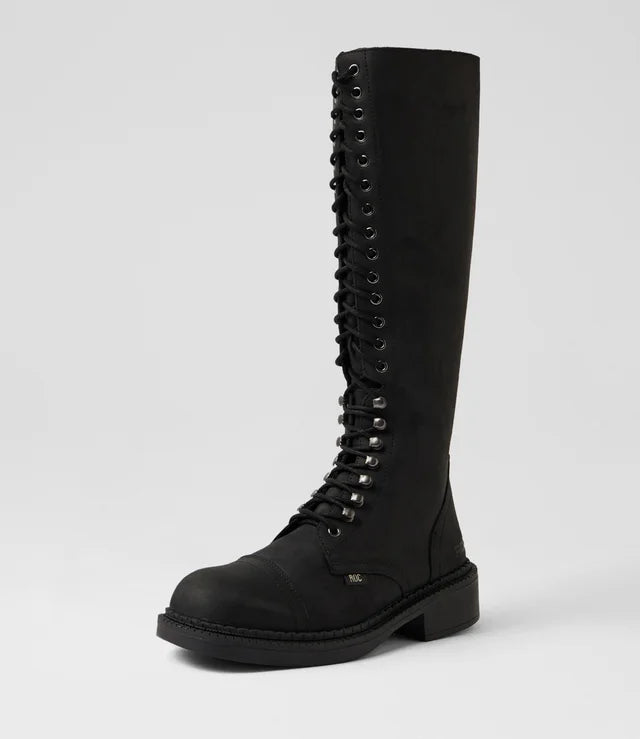 Roc Hunter Black Buff Leather Knee High Boot