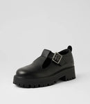 Roc Chai Black Leather T-Bar Sandal