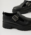 Roc Chai Black Leather T-Bar Sandal