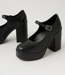 Roc Dixie Black Leather Mary Jane Platform Heels