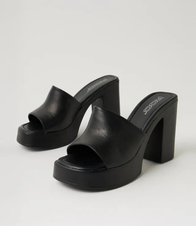 Roc Nina Black Leather Heels
