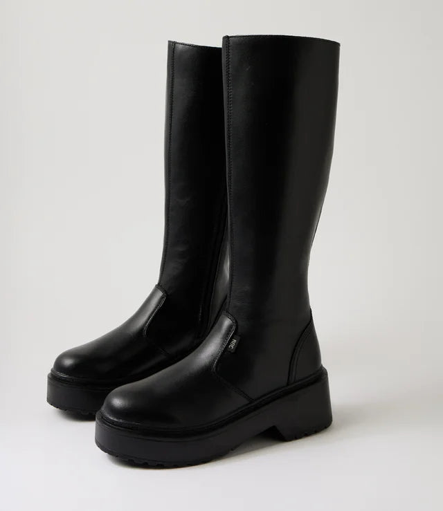 Roc Troupe Black Leather Knee High Boots