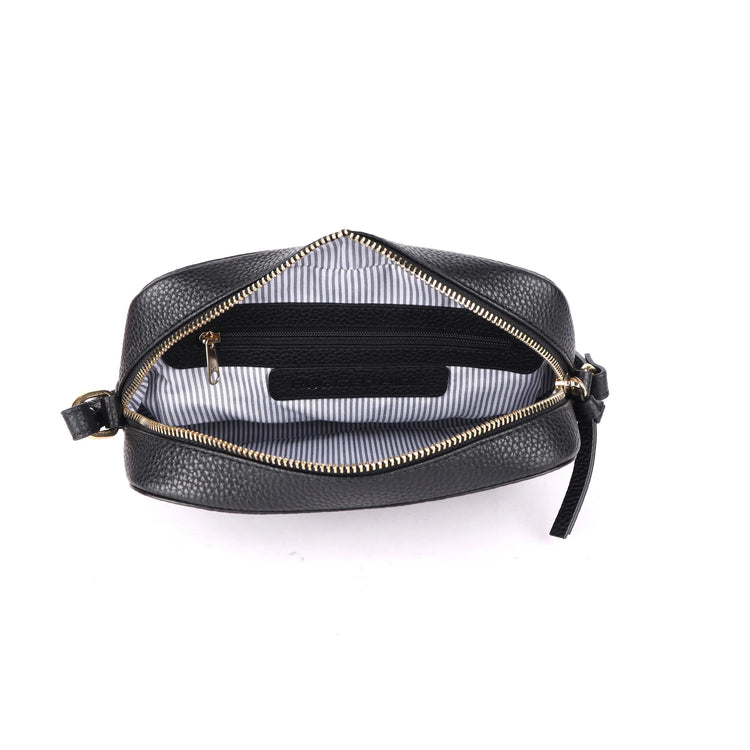 Rugged Hide Leather - Milan Shoulder Bag - Black