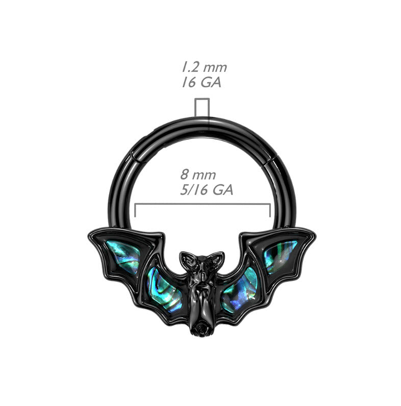 Septum Ring 316L Surgical Steel and Abalone Shell Bat with Wings