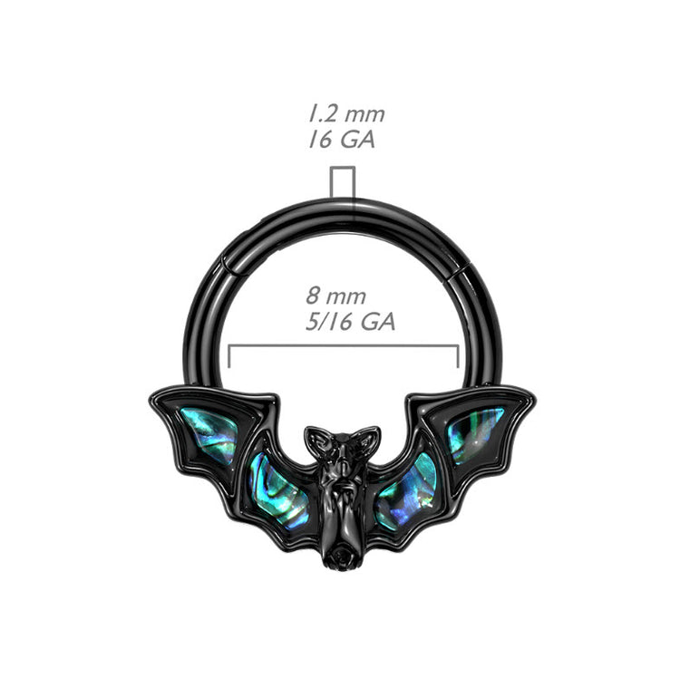 Septum Ring 316L Surgical Steel and Abalone Shell Bat with Wings