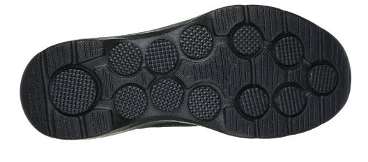 A black Skechers GO Walk 7 walking shoe with a mesh upper and a logo detail on the side.