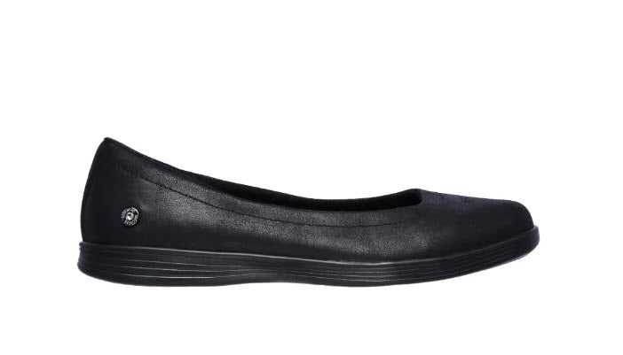 A black Skechers On The GO Dreamy - Nightout casual slip-on shoe with a leather-look finish and a visible logo.