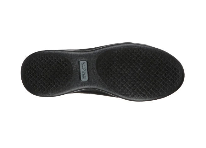 A black Skechers On The GO Dreamy - Nightout casual slip-on shoe with a leather-look finish and a visible logo.