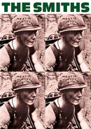 Person wearing a helmet with 'MEAT IS Murder' text, surrounded by black and white images of the same person.