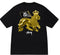 Stussy Black T-Shirt with Gold Lion Print