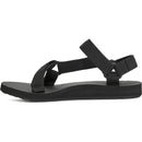 Black sandal with multiple straps on a white background
