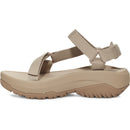Beige sandal with multiple straps on a white background