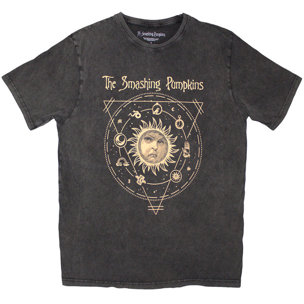 The Smashing Pumpkins Celestial Sun Unisex T-Shirt Stone Wash Charcoal Grey