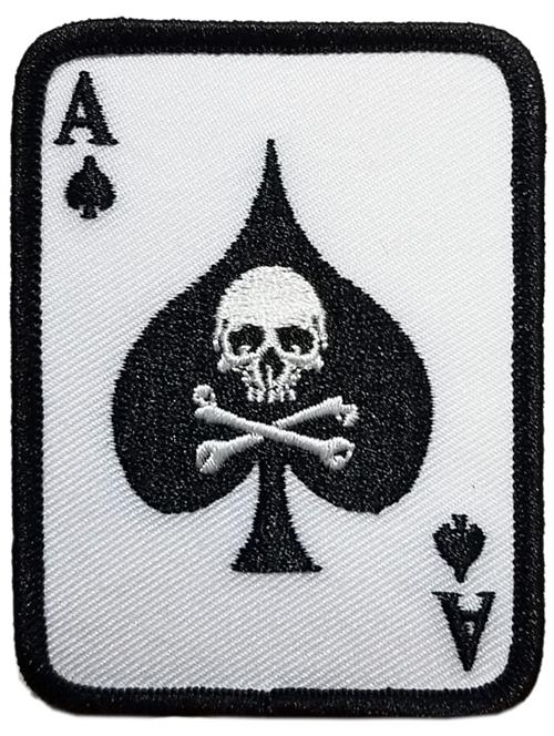 The Ace of Spades Poker Player Skull Embroidered Sew-On Patch