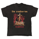 Black t-shirt with 'the cranberries' and 'zombie' design on a white background