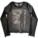 The Cure Ladies Long Sleeve Mesh Crop Top Boys Don't Cry