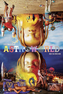 Promotional poster for 'Astroworld' with surreal imagery and text.