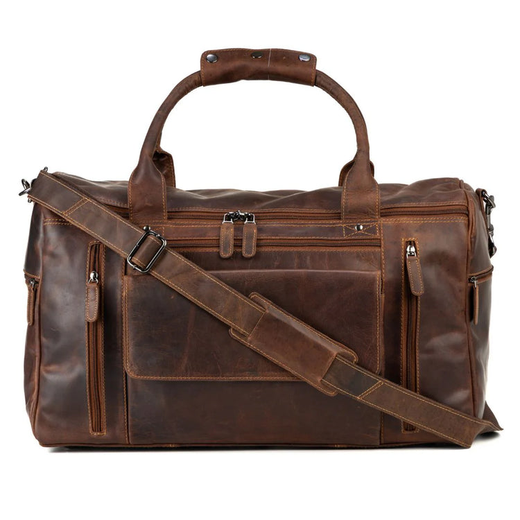 Leather Travel Bag Large - Casual Vintage Look Sandal