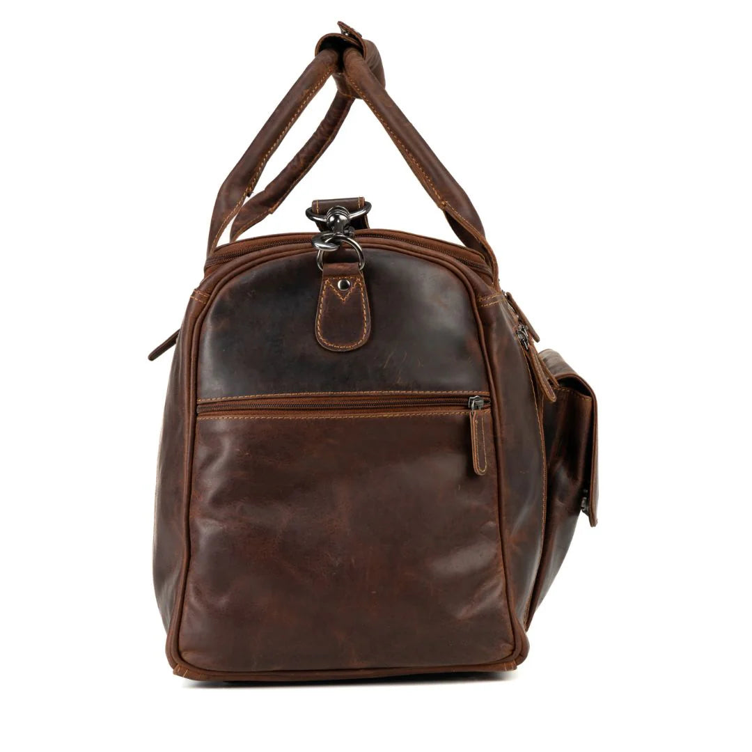 Leather Travel Bag Large - Casual Vintage Look Sandal
