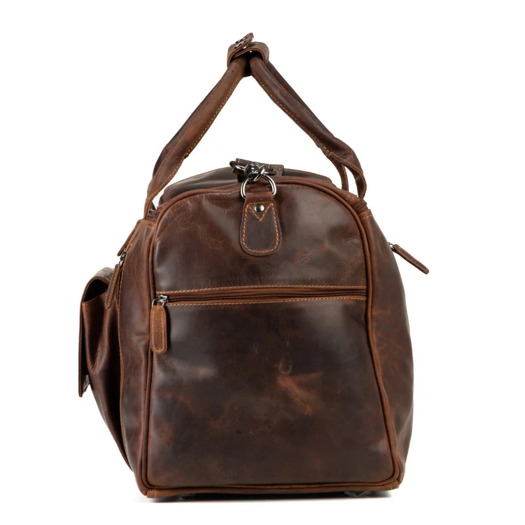 Leather Travel Bag Large - Casual Vintage Look Sandal
