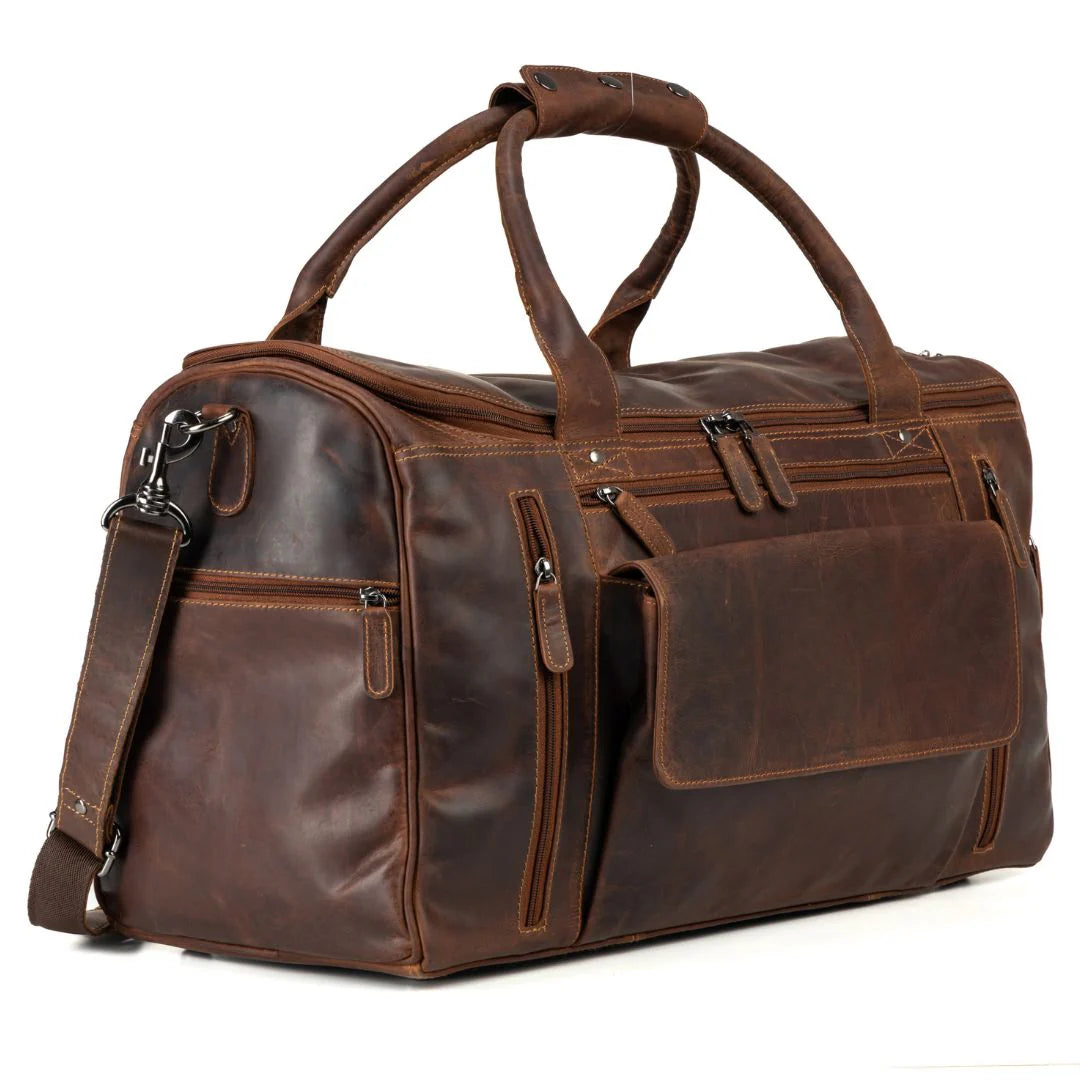 Leather Travel Bag Large - Casual Vintage Look Sandal