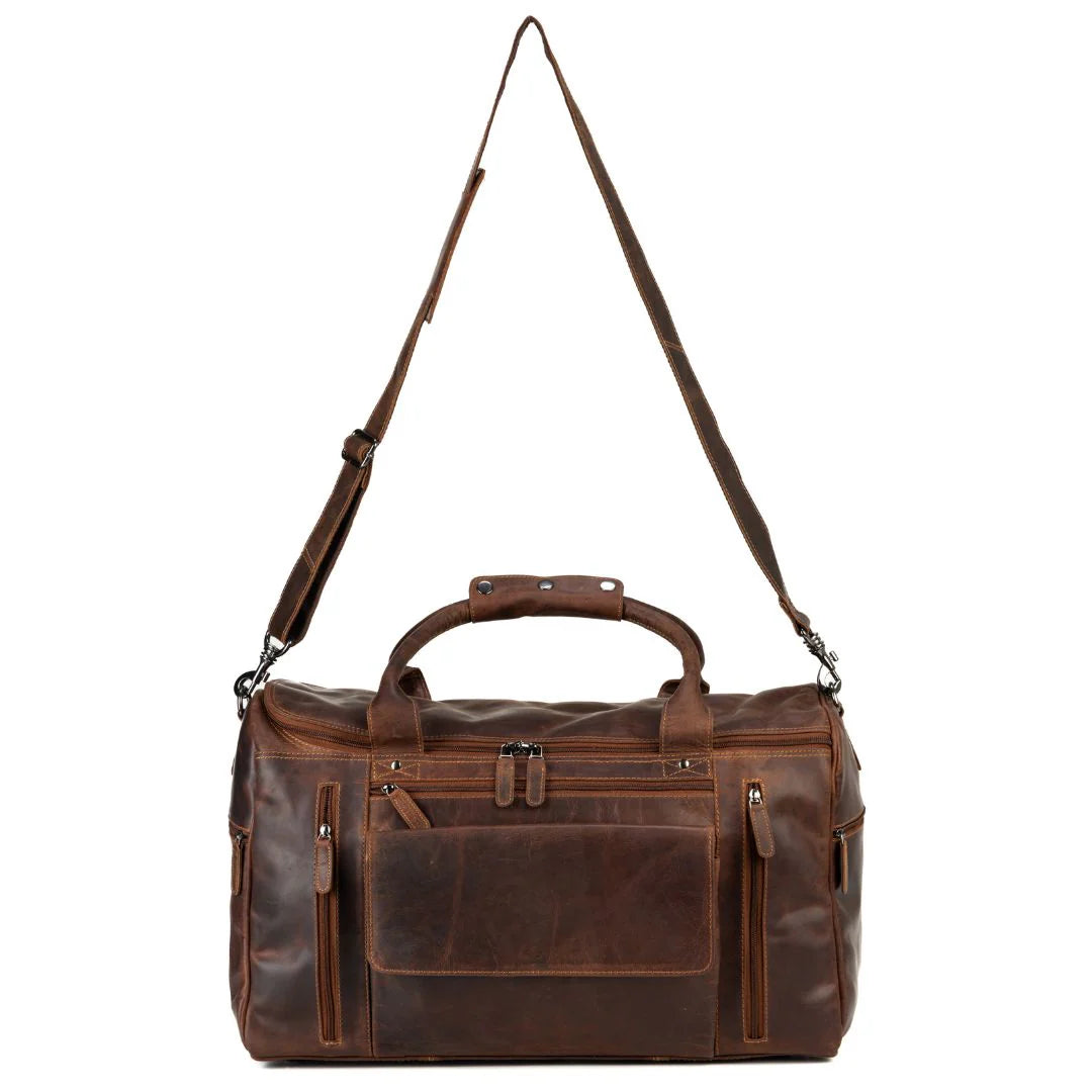 Leather Travel Bag Large - Casual Vintage Look Sandal