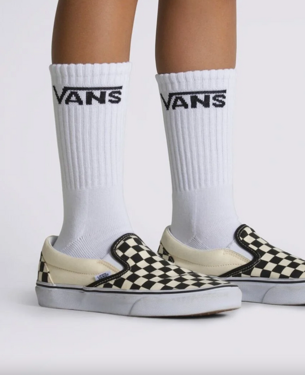 Vans Youth Classic Crew Socks 3 Pack White VN000YBRWHT Famous