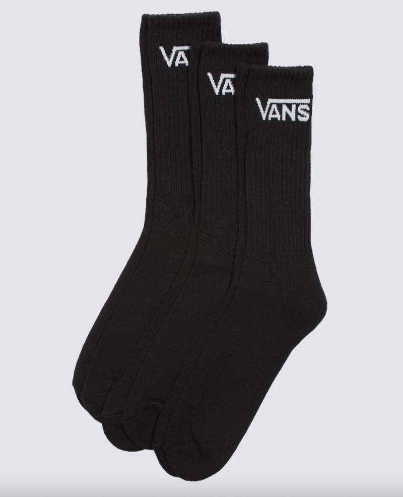 Vans Men's Classic Crew Socks 3 Pack Black VN000XRZBLK