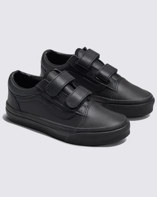 Vans Youth Old Skool V Classic Tumble Velcro Black Mono