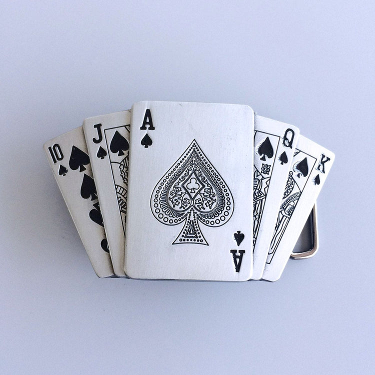 Vintage Style Royal Flush Spade Belt Buckle