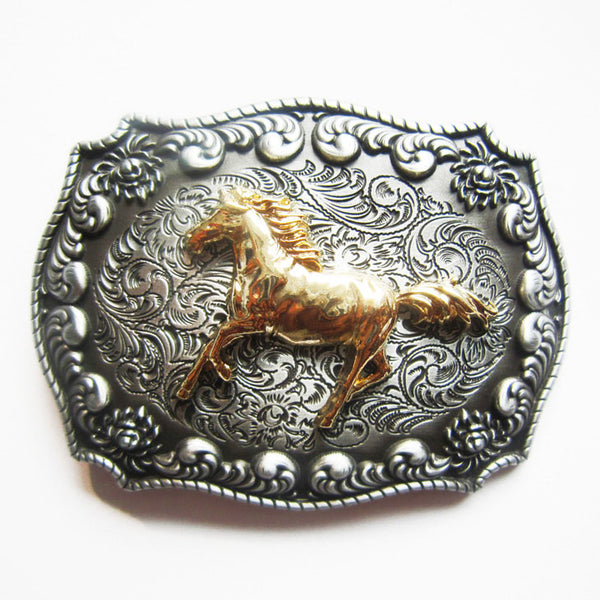 Western Cowboy Rodeo Horse Double Color Belt Buckle