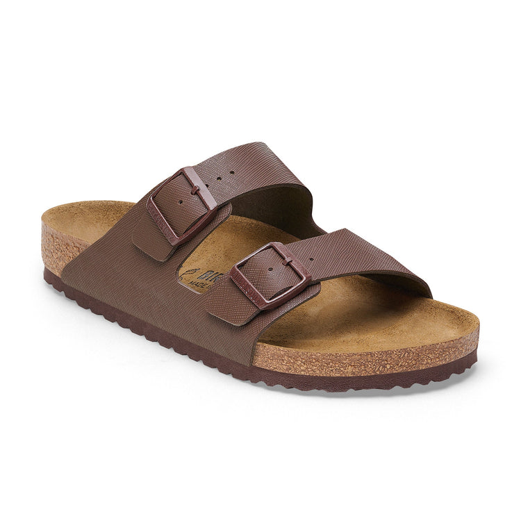 Birkenstock Brown sandal with cork sole on a white background