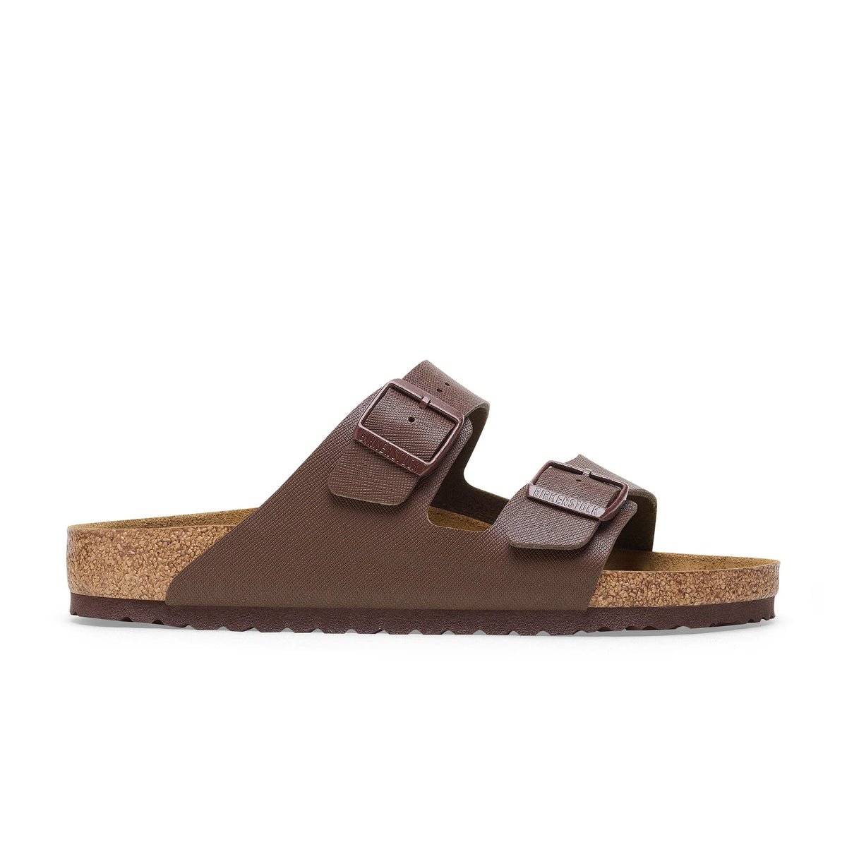 Birkenstock Brown sandal with cork sole on a white background