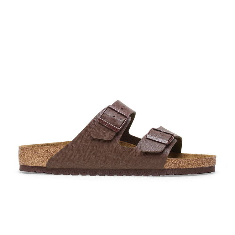 Birkenstock Brown sandal with cork sole on a white background