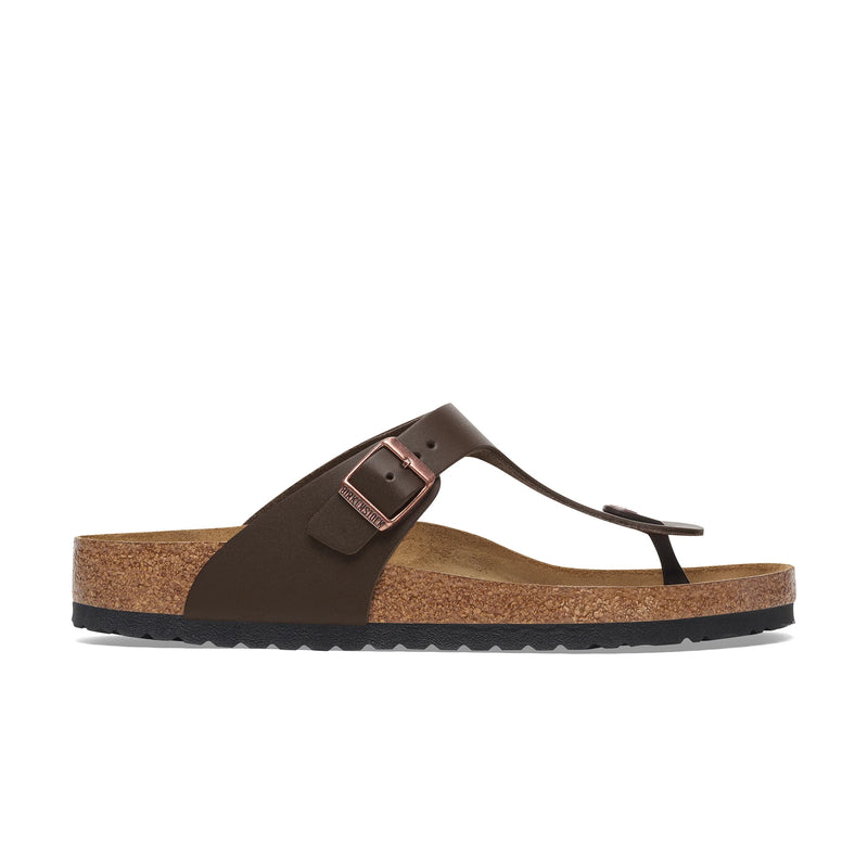 Brown sandal with a strap on a white background