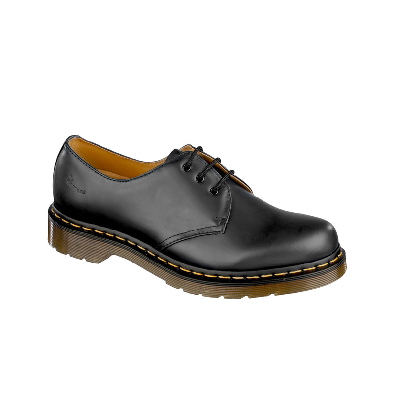 Dr Martens 1461 Black Smooth Leather Yellow Stitch Shoe 1838002