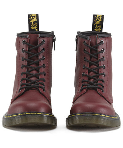 Dr Martens Youth Delaney Cherry Red Softy T Leather Boots – Famous