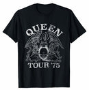 Queen Tour 75 Crest Unisex T-Shirt Black Wash