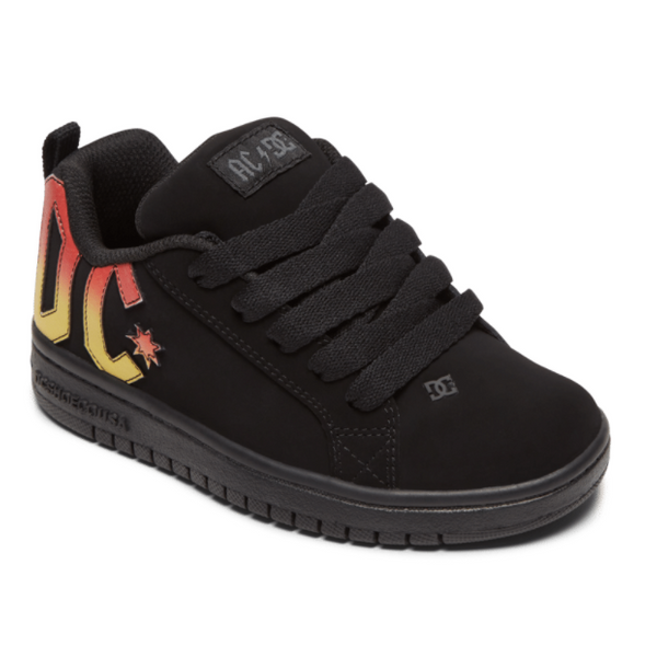 DC Court Graffik ACDC Black Black Orange Youth Sneaker – Famous Rock Shop