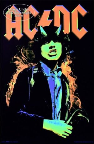 ACDC Horns Non Flocked Velvet Blacklight Poster