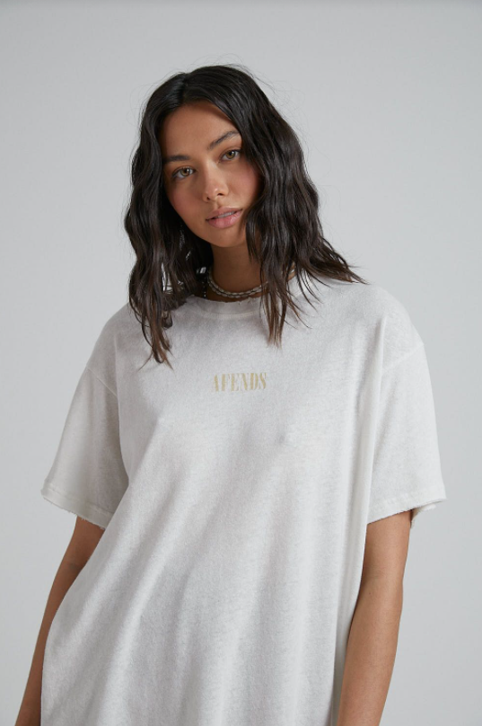 Afends Courtney Love Hemp Oversized Tee Off White