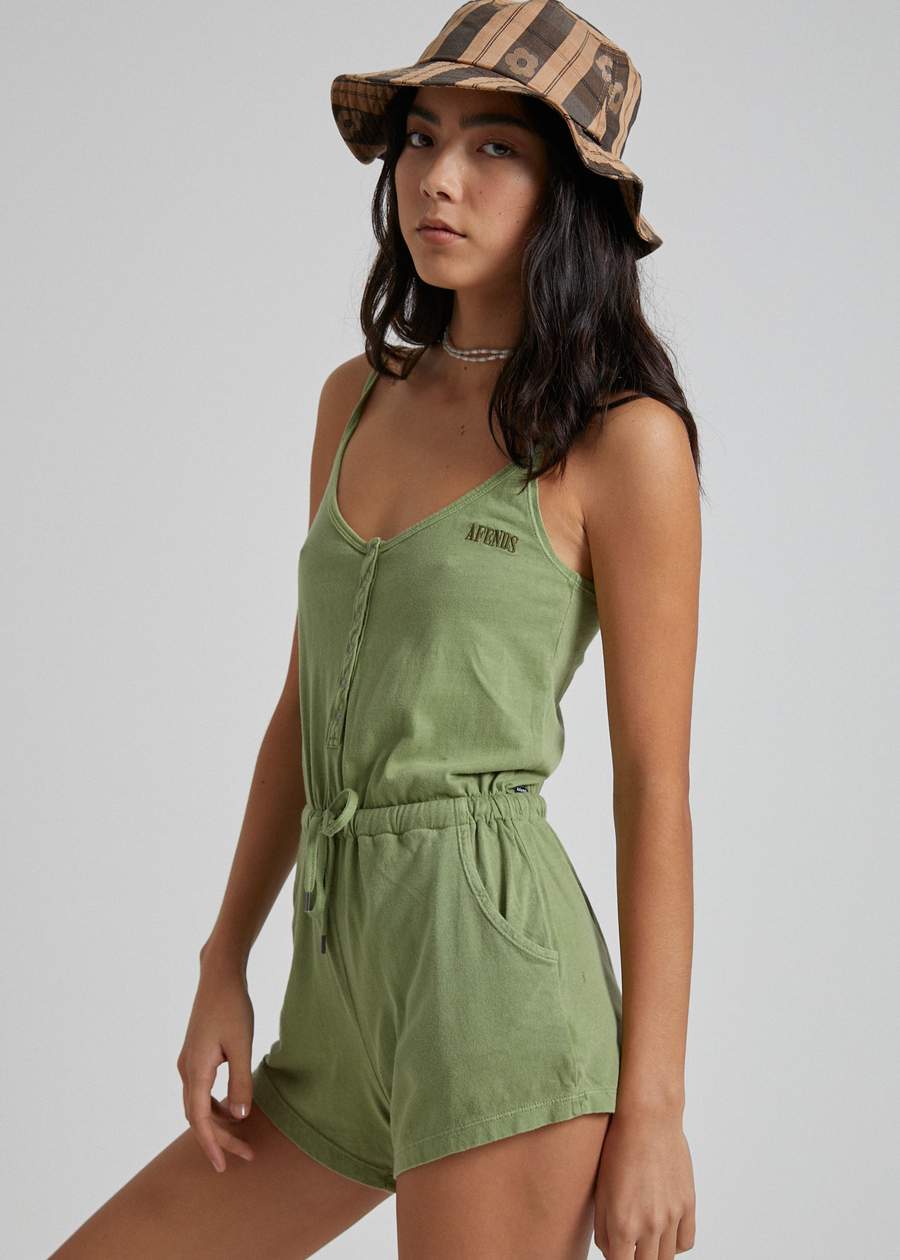 afends green playsuit