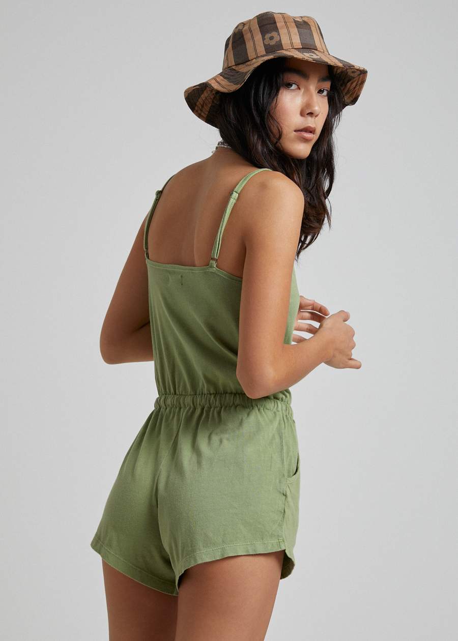 afends green playsuit